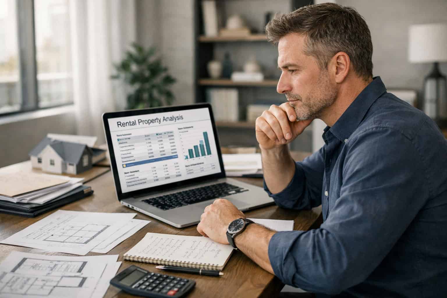 Real estate investor reviewing rental property financing with a Franklin TN mortgage broker